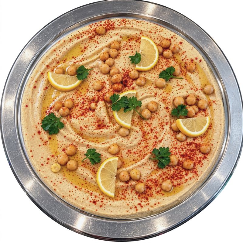 Made-from-scratch hummus with chickpeas, paprika and lemon